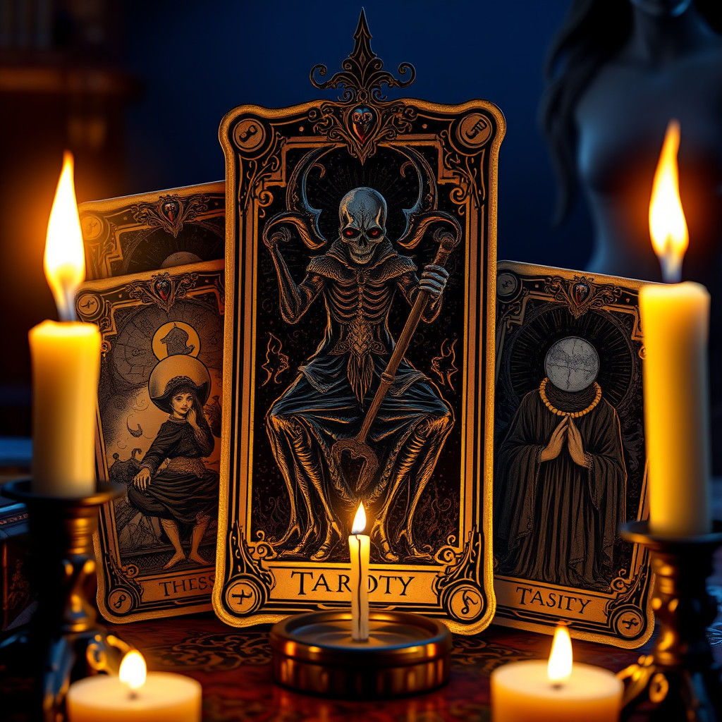 Ominous Tarot Cards in Dark Fantasy Style