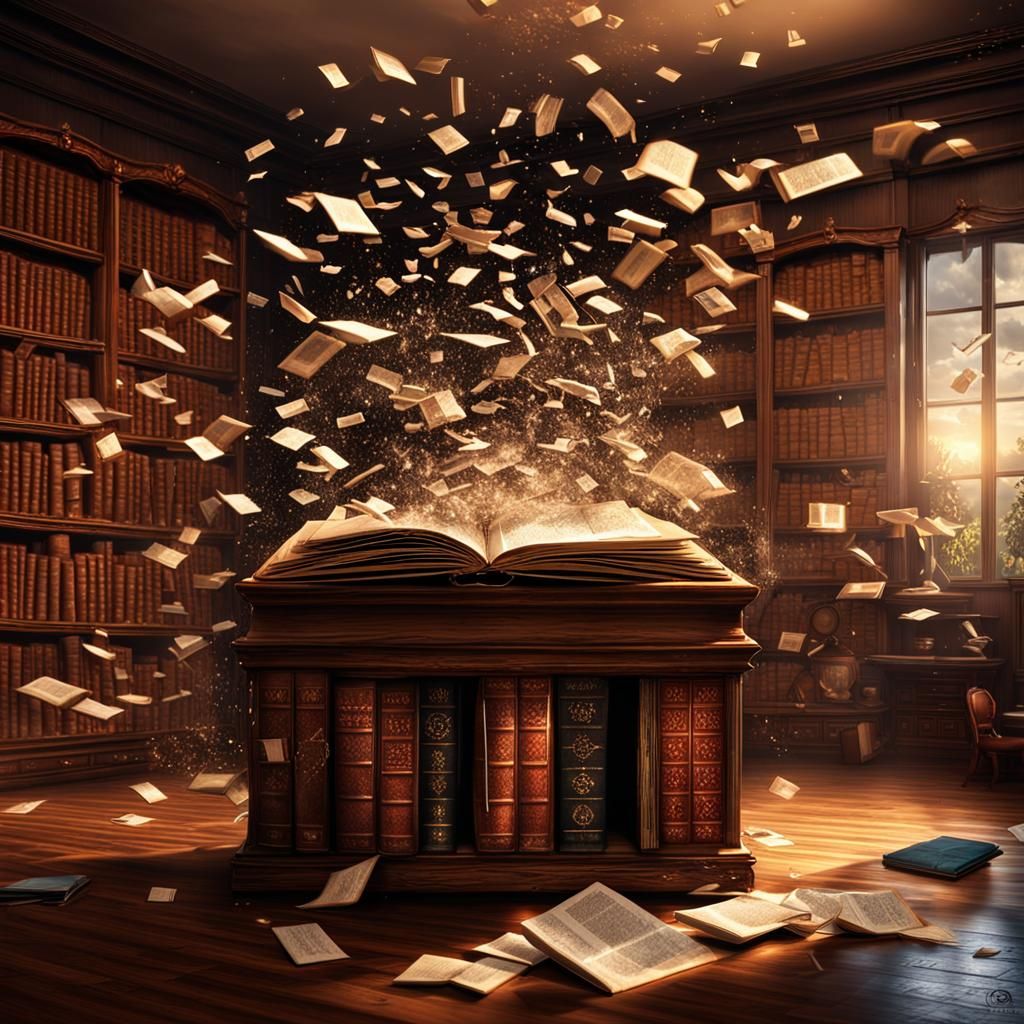 Hyperrealistic Book With Flying Letters