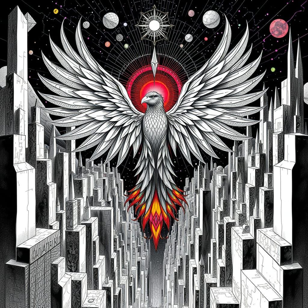 Surreal Aviatrix Emerges from Metropolis in Whimsical, Hyper...