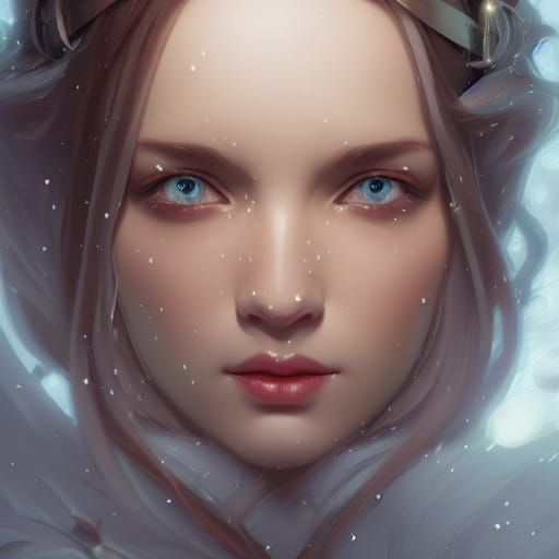 Winter Princess Portrait in Art Nouveau Style