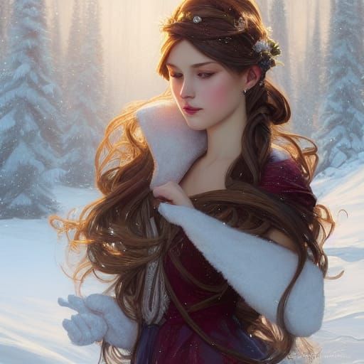 Winter Princess Portrait in Detailed Digital Art