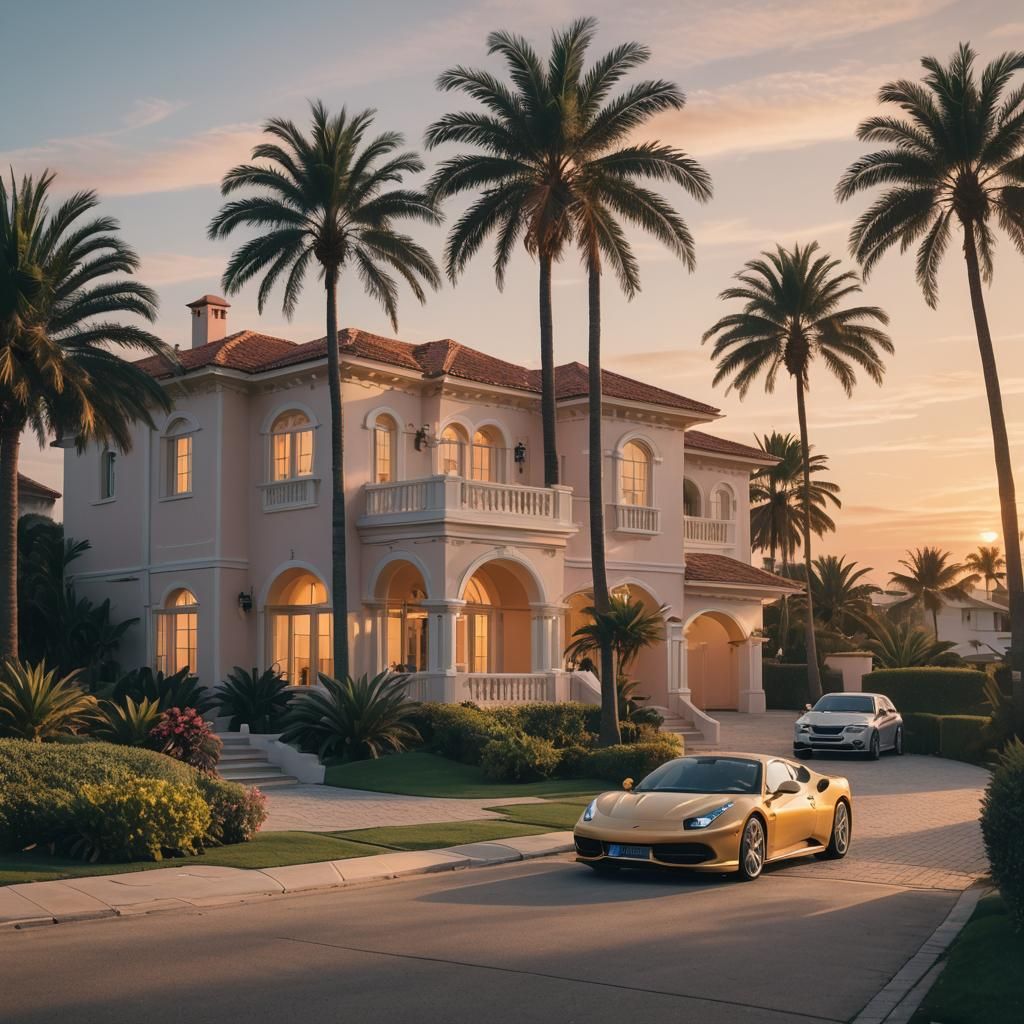 Luxurious Villa with Ocean View at Sunset