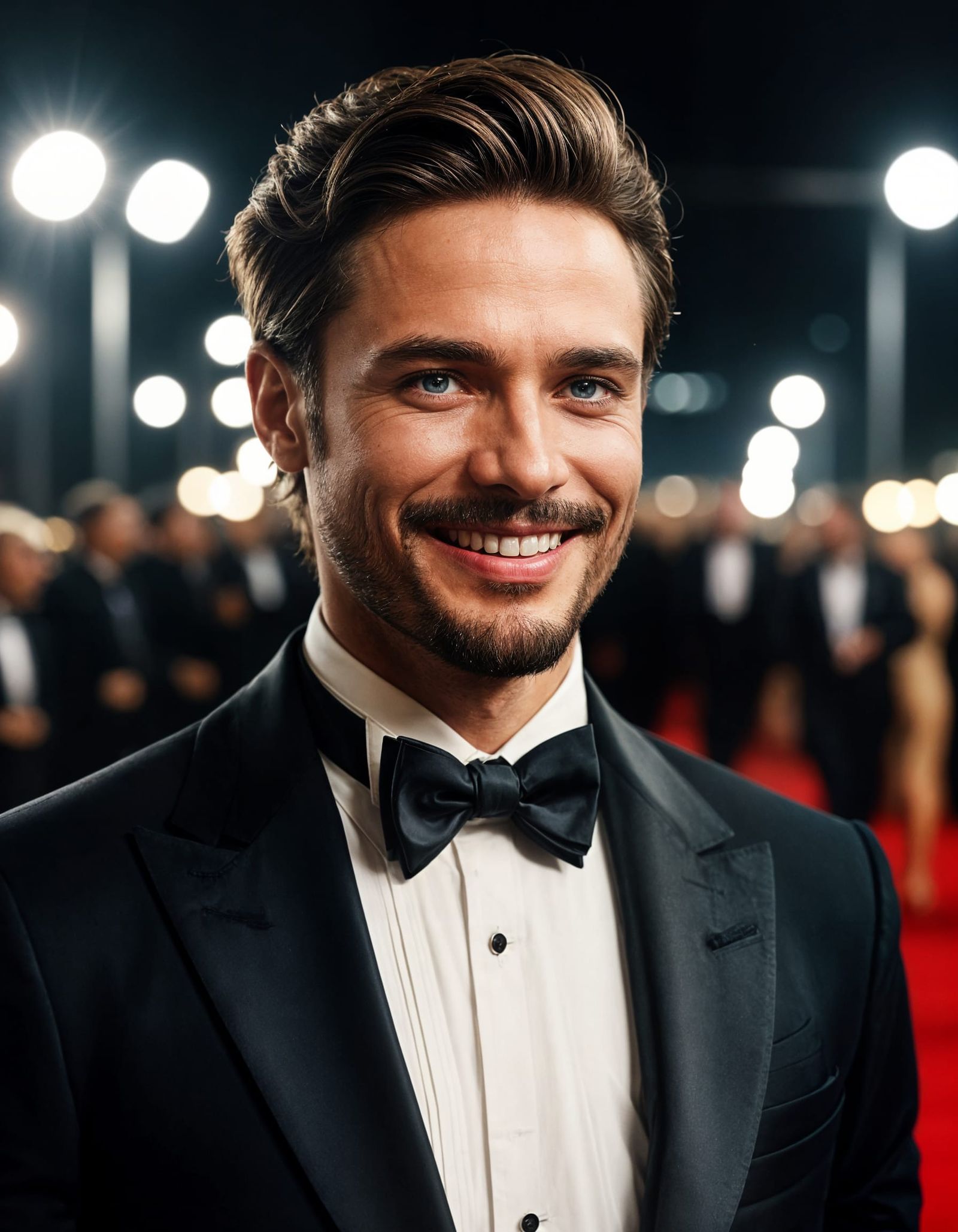 Handsome French Man on Red Carpet: Hyper-Realistic Portrait
