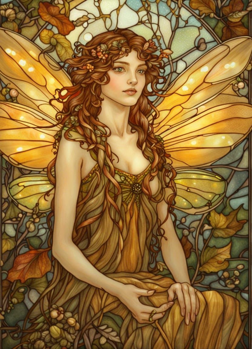 Autumn faerie (stained glass)