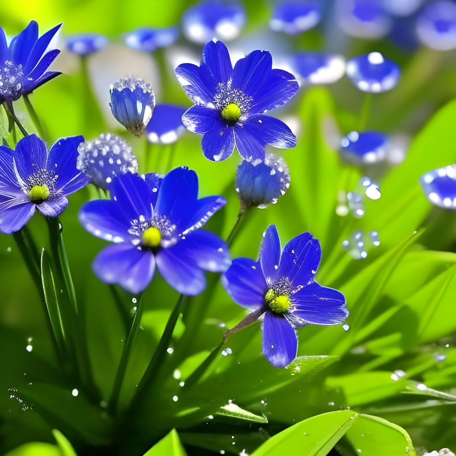 Resplendent Royal Blue Flowers in Sunlight