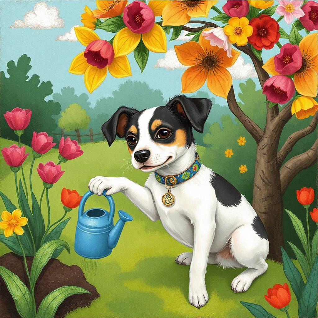 Inspired by The Museum of Bad Art, MOBA, a Mutt Watering a Tree