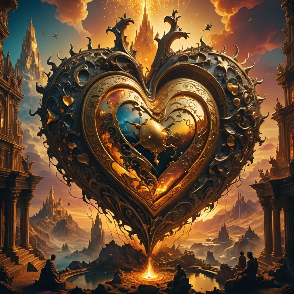 Golden Heart Shines in Mystical Realm