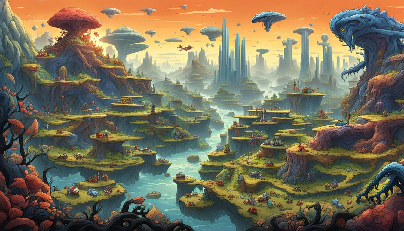 Surreal Landscape with Vibrant Mutations