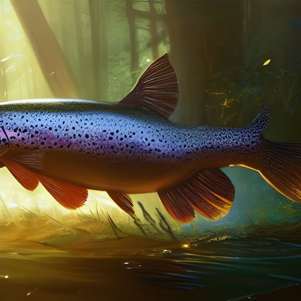 Rainbow Trout Leaping, Hyperdetailed Concept Art
