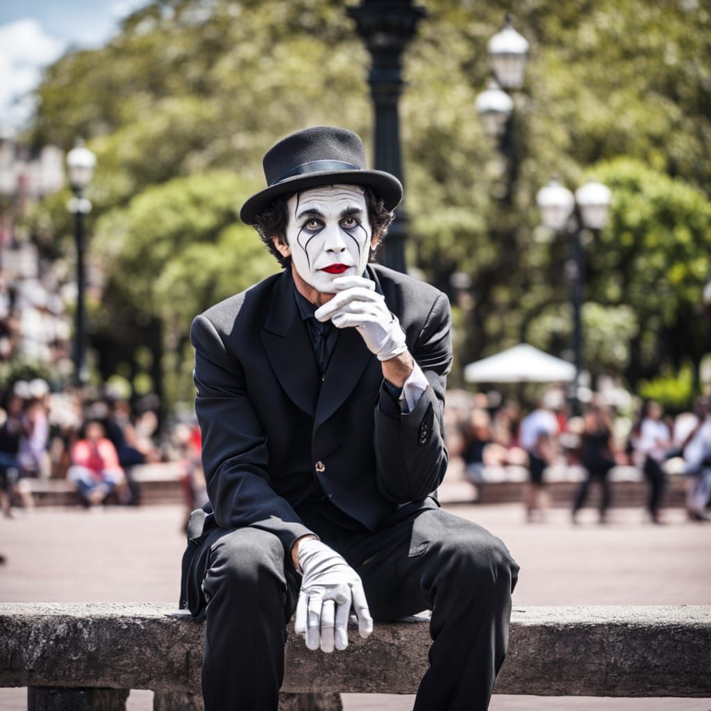 Marcel Marceau-esque Mime Poses in Jackson Square