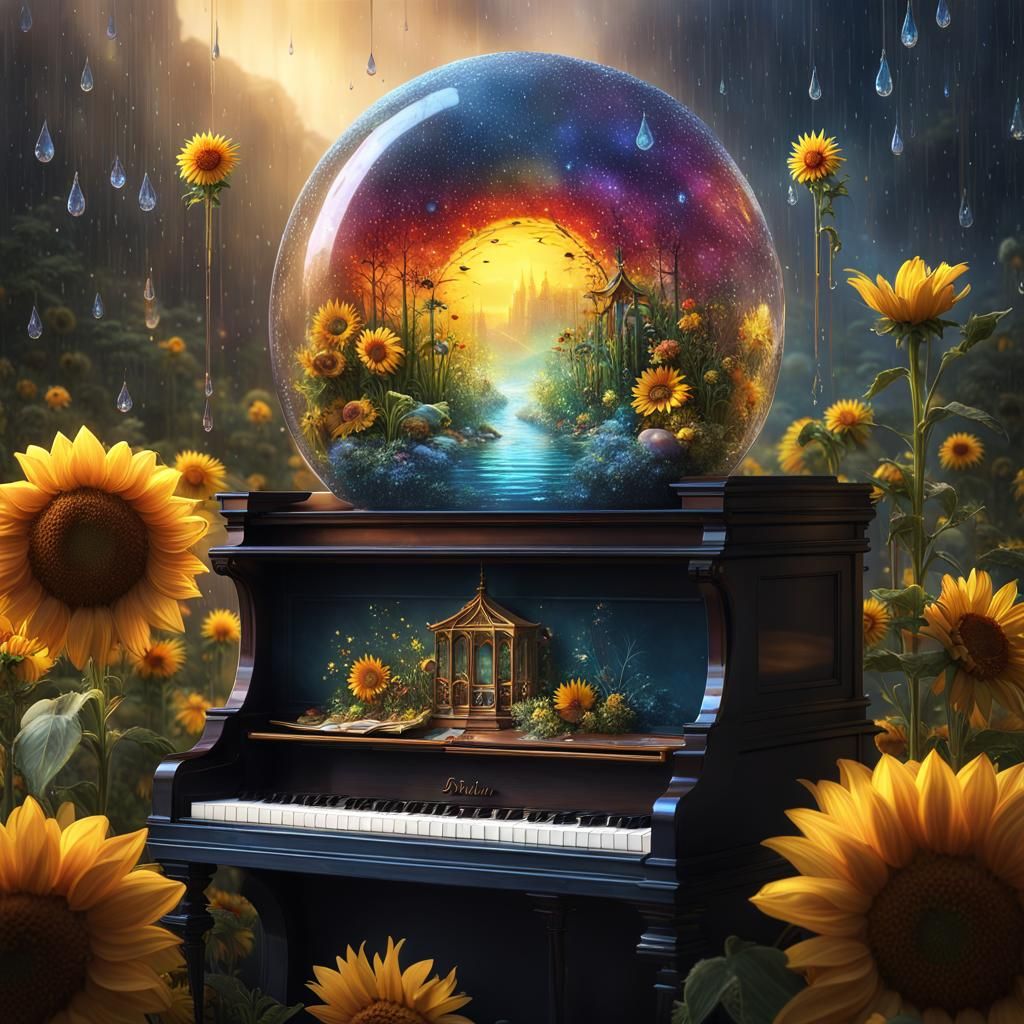 Crystal Snow Globe Dreamscape in Stained Glass Style