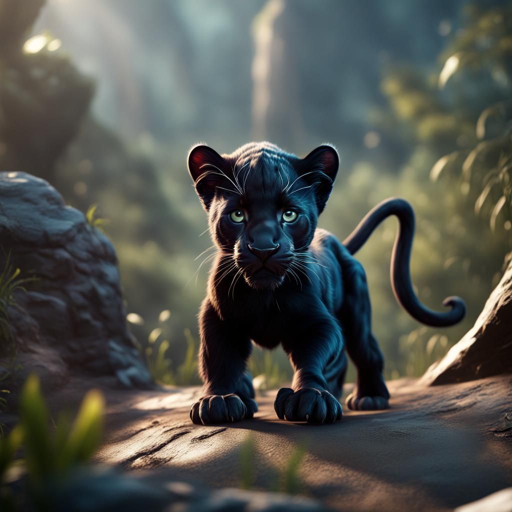 Detailed Matte Painting: Baby Black Panther