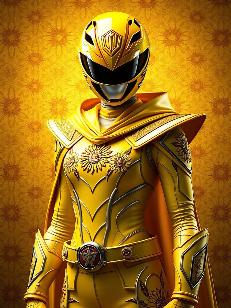 Yellow Sunflower Power Ranger in Epic Fantasy Armor
