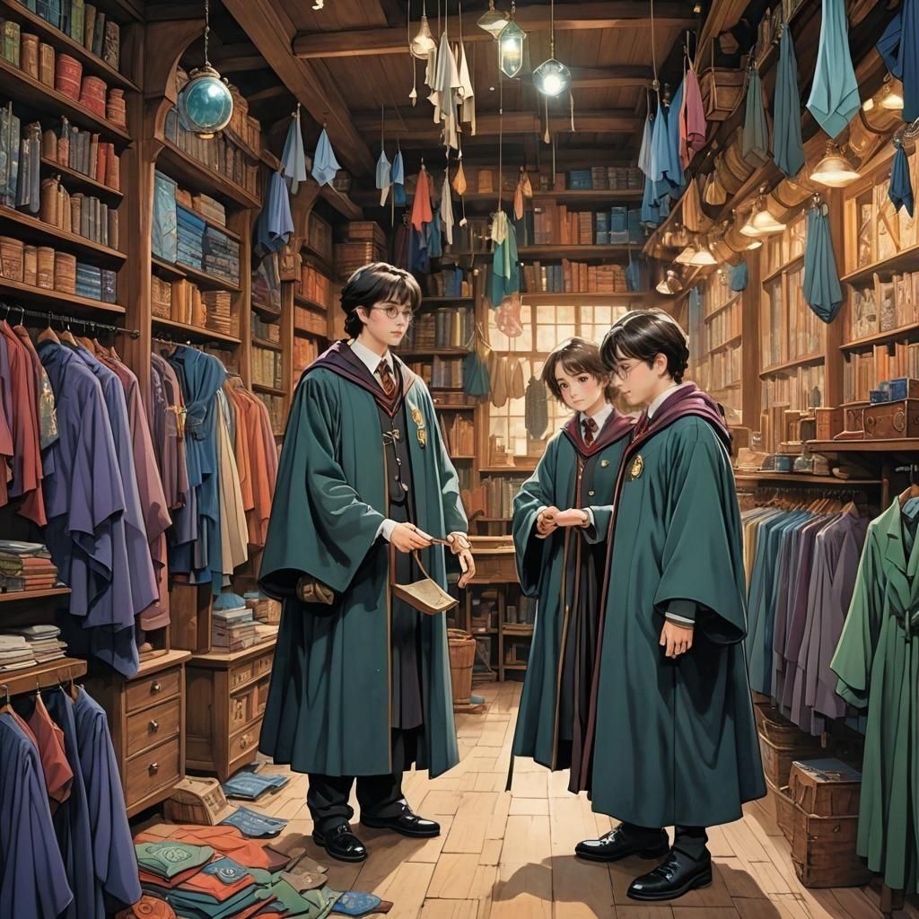 Magical Tailor Shop Fitting Wizard Robes, Ethereal Art