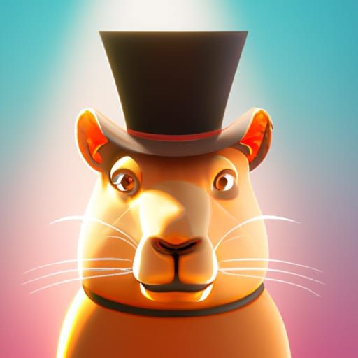 Capybara with Top Hat in 3D Style