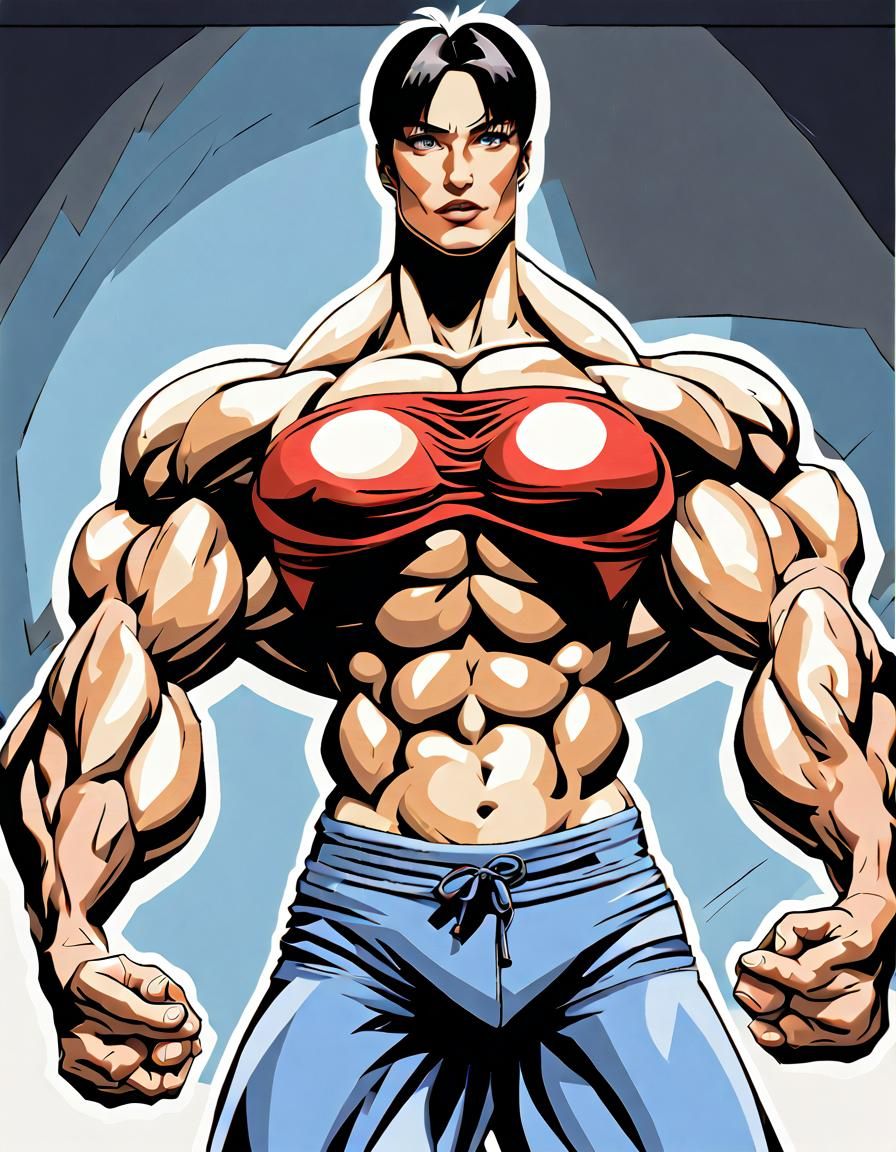 Anime Style Female Bodybuilder with Biceps