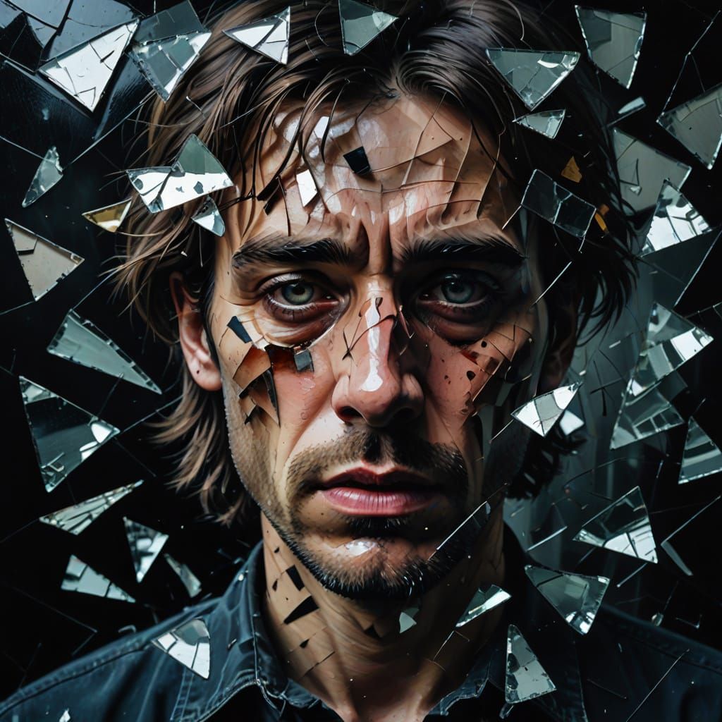 Surreal Portrait of Broken Heart in Oil Paint Style