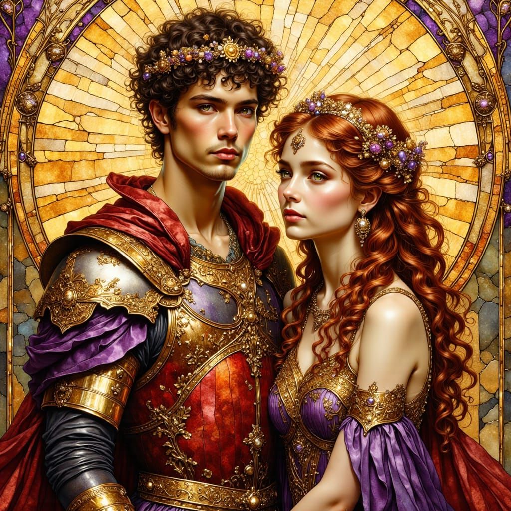 Ornate Couple in Art Nouveau Style Portrait