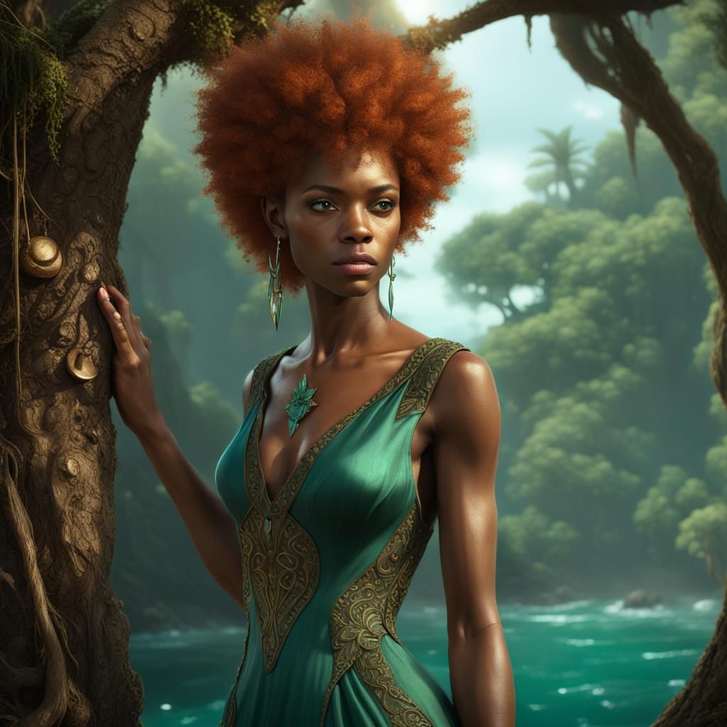 Fantastical Sea Elf in Treehouse, Digital Painting