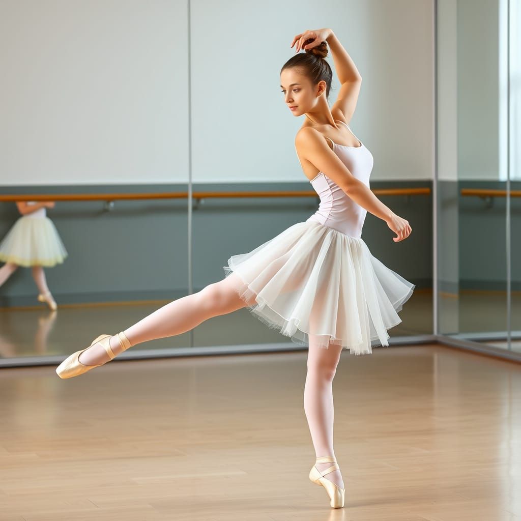 Classical Ballet Dancer in Mirrored Studio