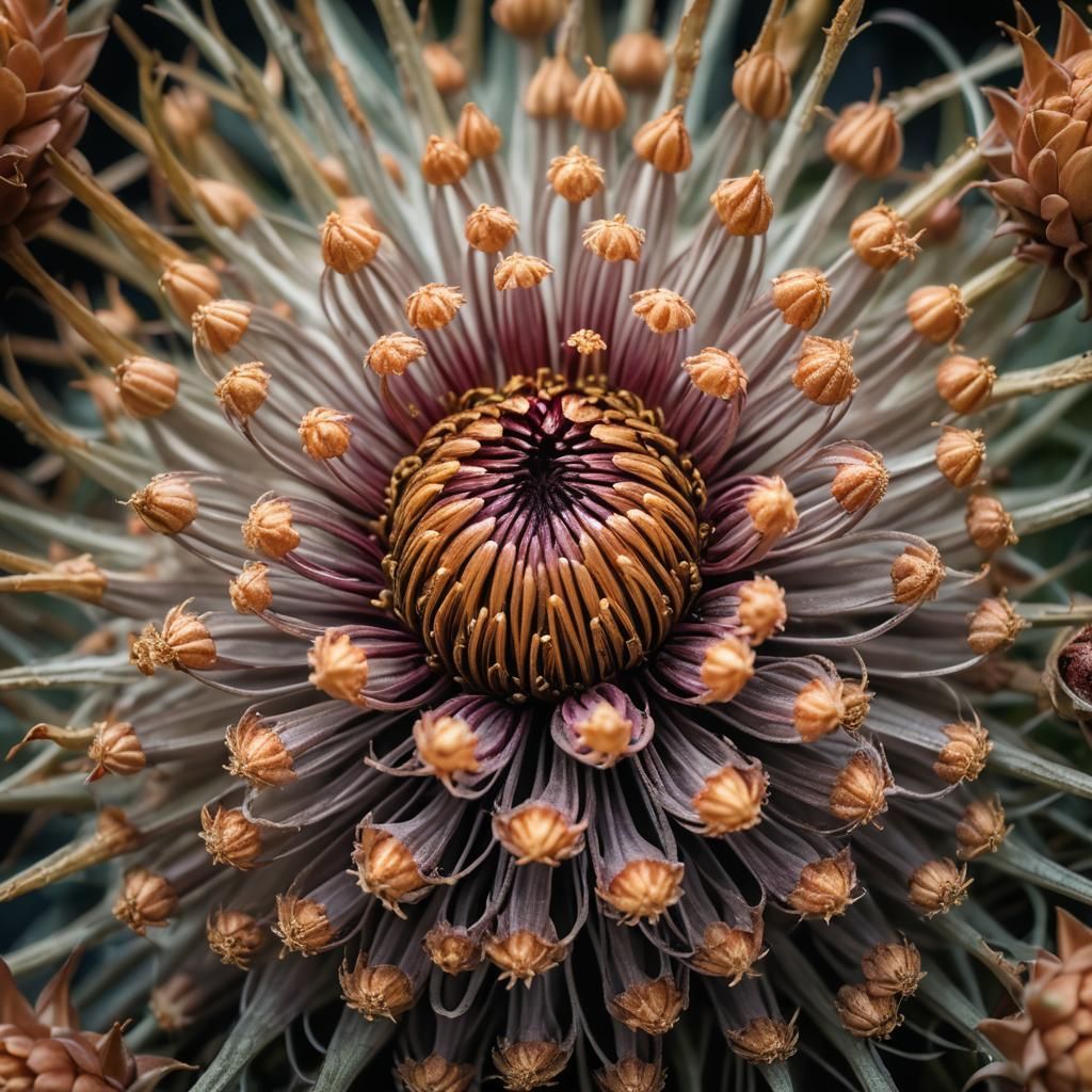 Botanical Art: Dried Pincushion Protea Illustration