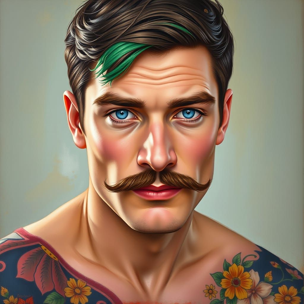 A short and slender, fair skinned man with dazzling, blue eyes, a round chin, an angular face, neat eyebrows and rosy ch...