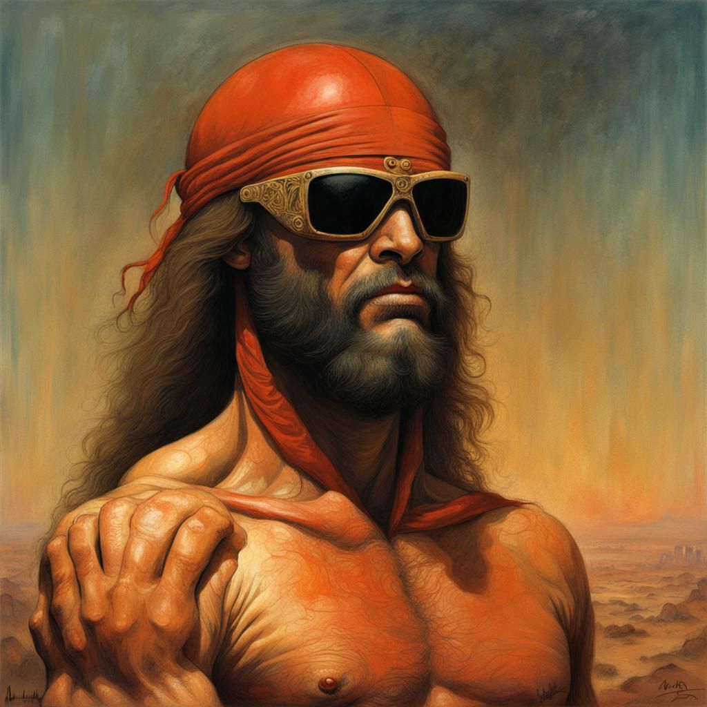 Surreal Macho Man Portrait in Gothic Style