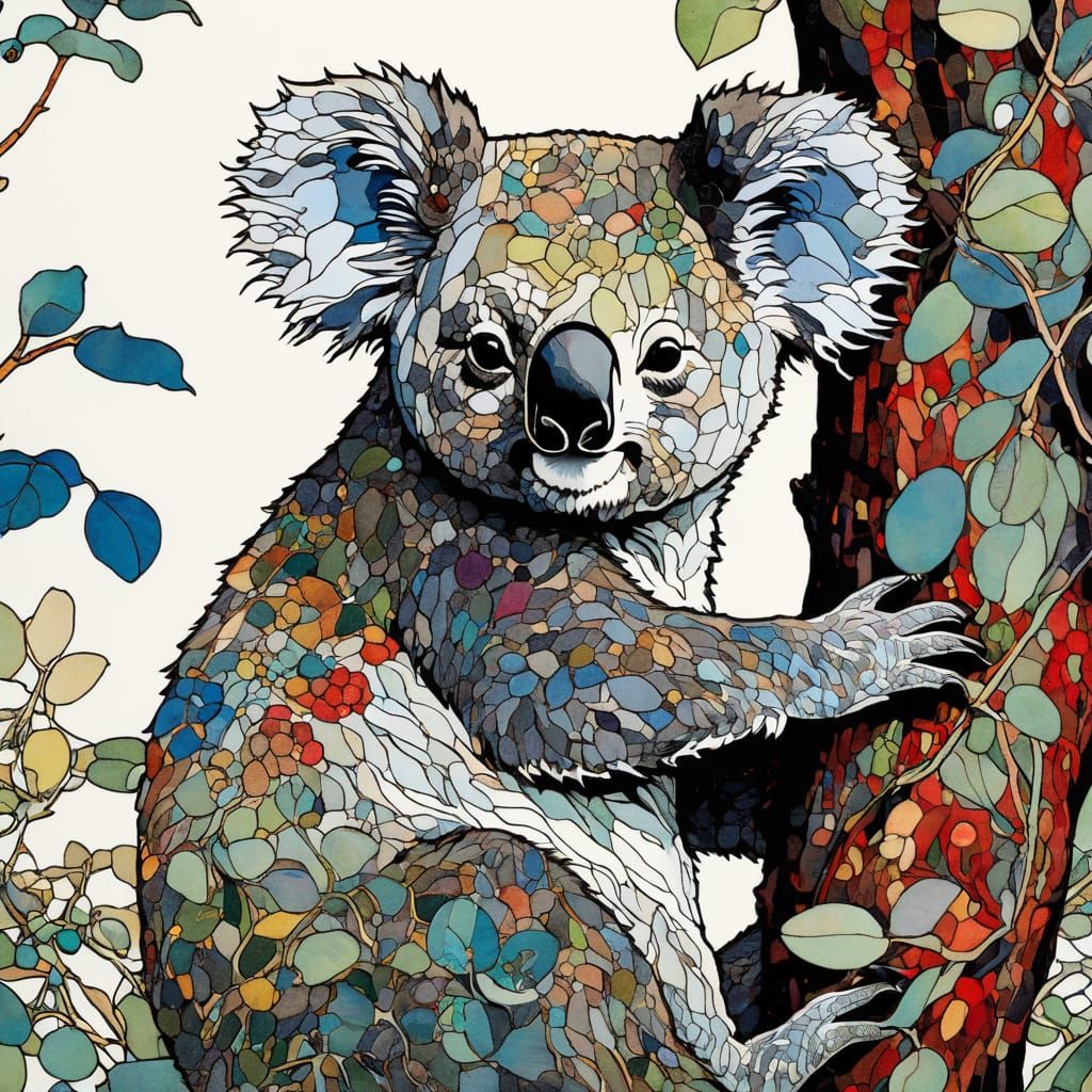Intricate Koala Portrait in Art Nouveau Style