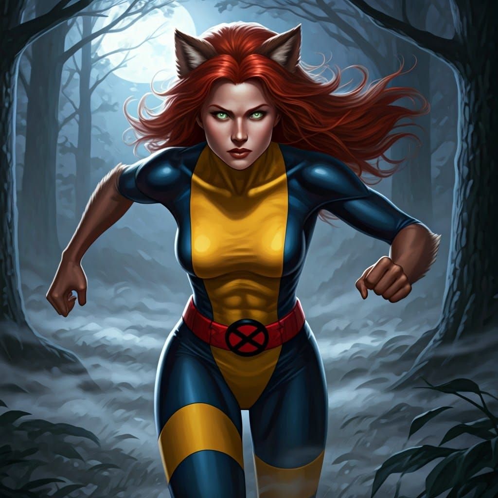 Fierce X-Men Mutant Wolfsbane Runs Under Full Moonlight