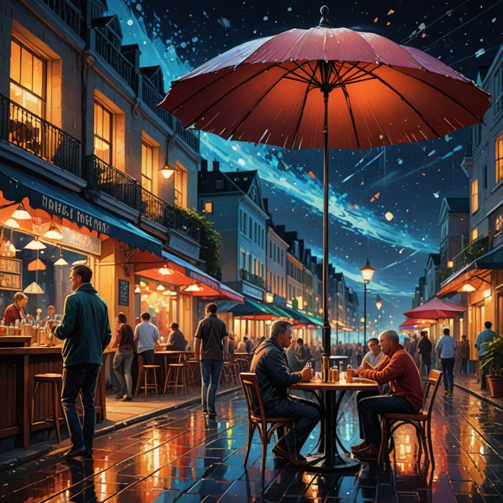 Vibrant Seaside Boulevard at Night