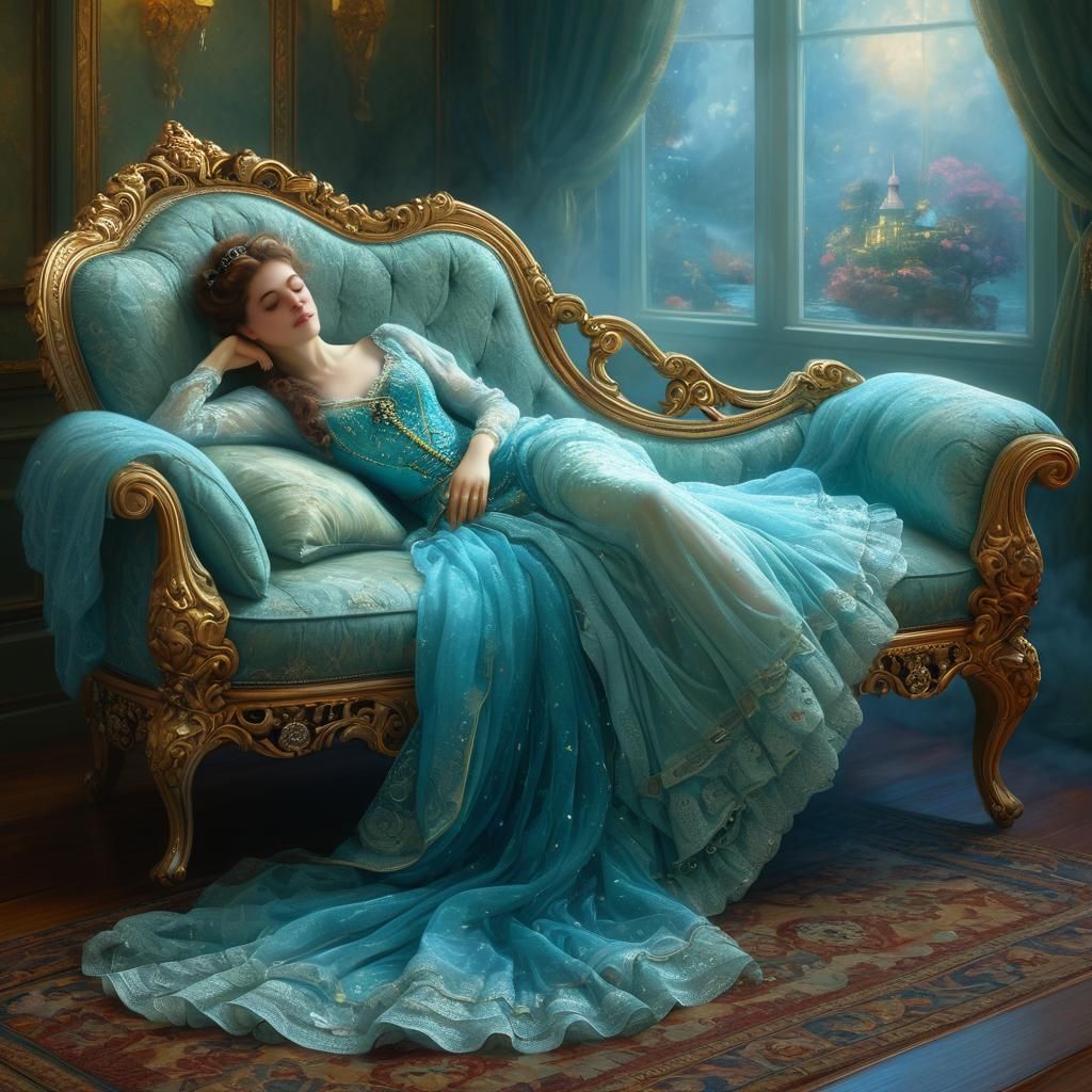 Renaissance Woman Reclining, Ethereal Fantasy Style