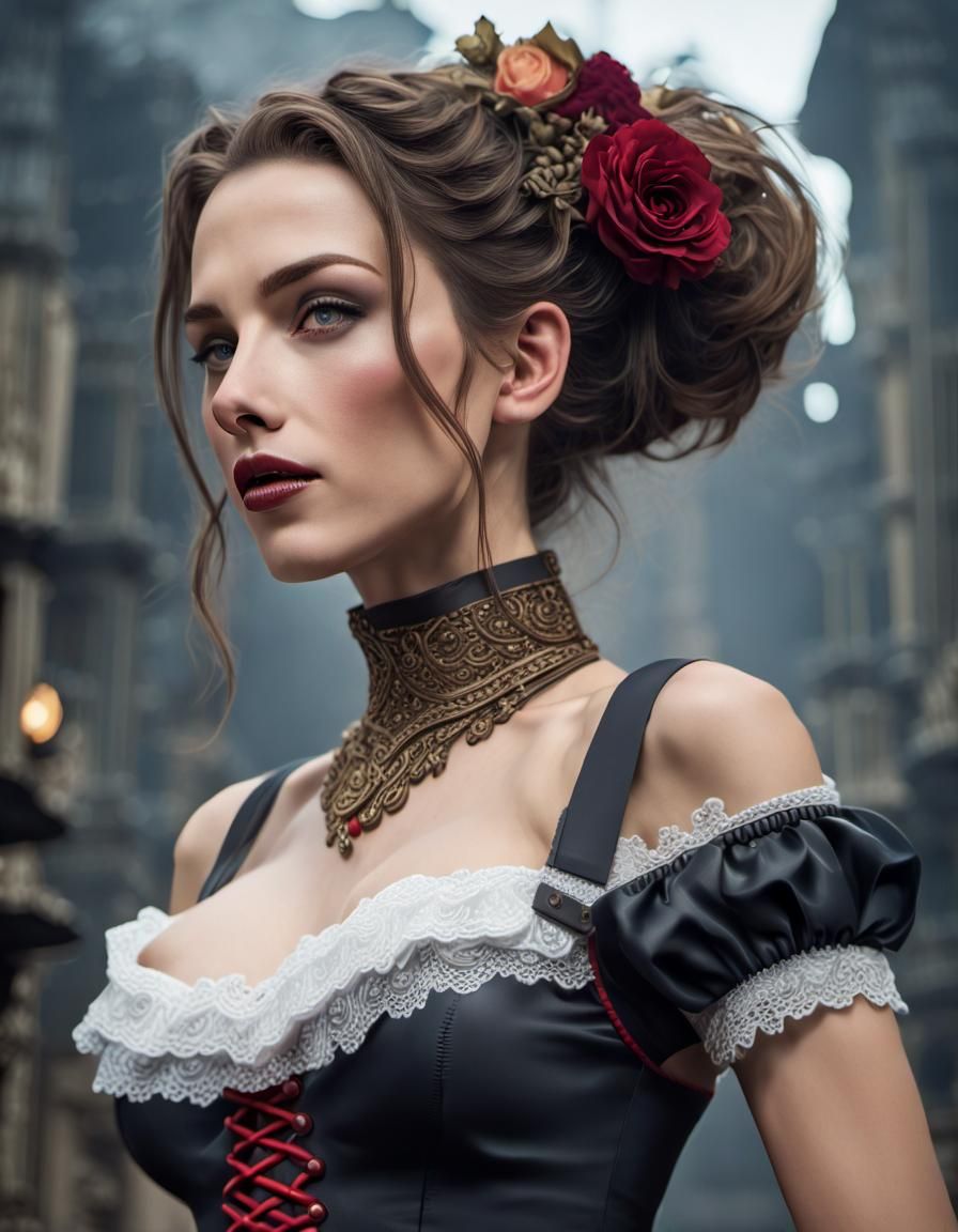 Lara Croft as French Maid: Digital Matte Painting