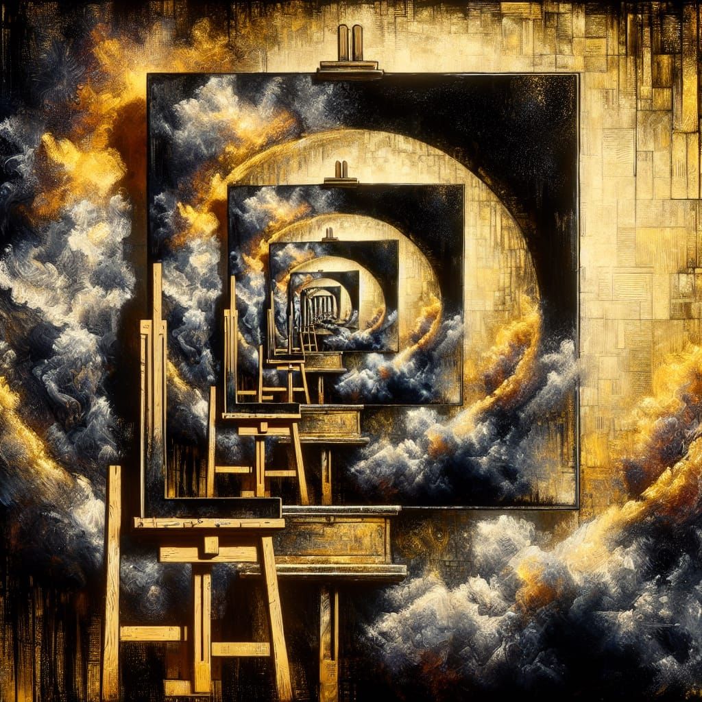 Eternal Painting in Golden Sphere, Grunge Art