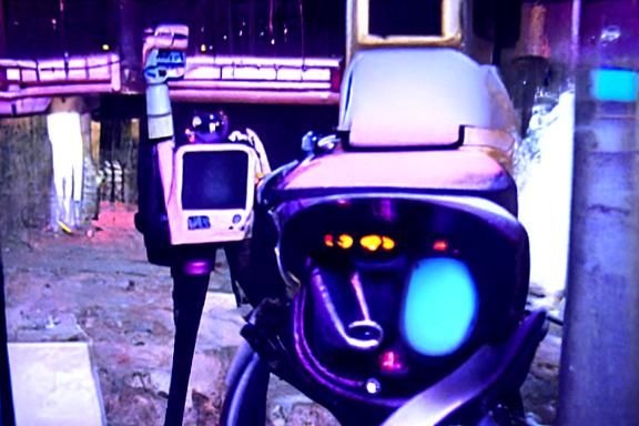 Cyberpunk TV Head Robot with Kitten
