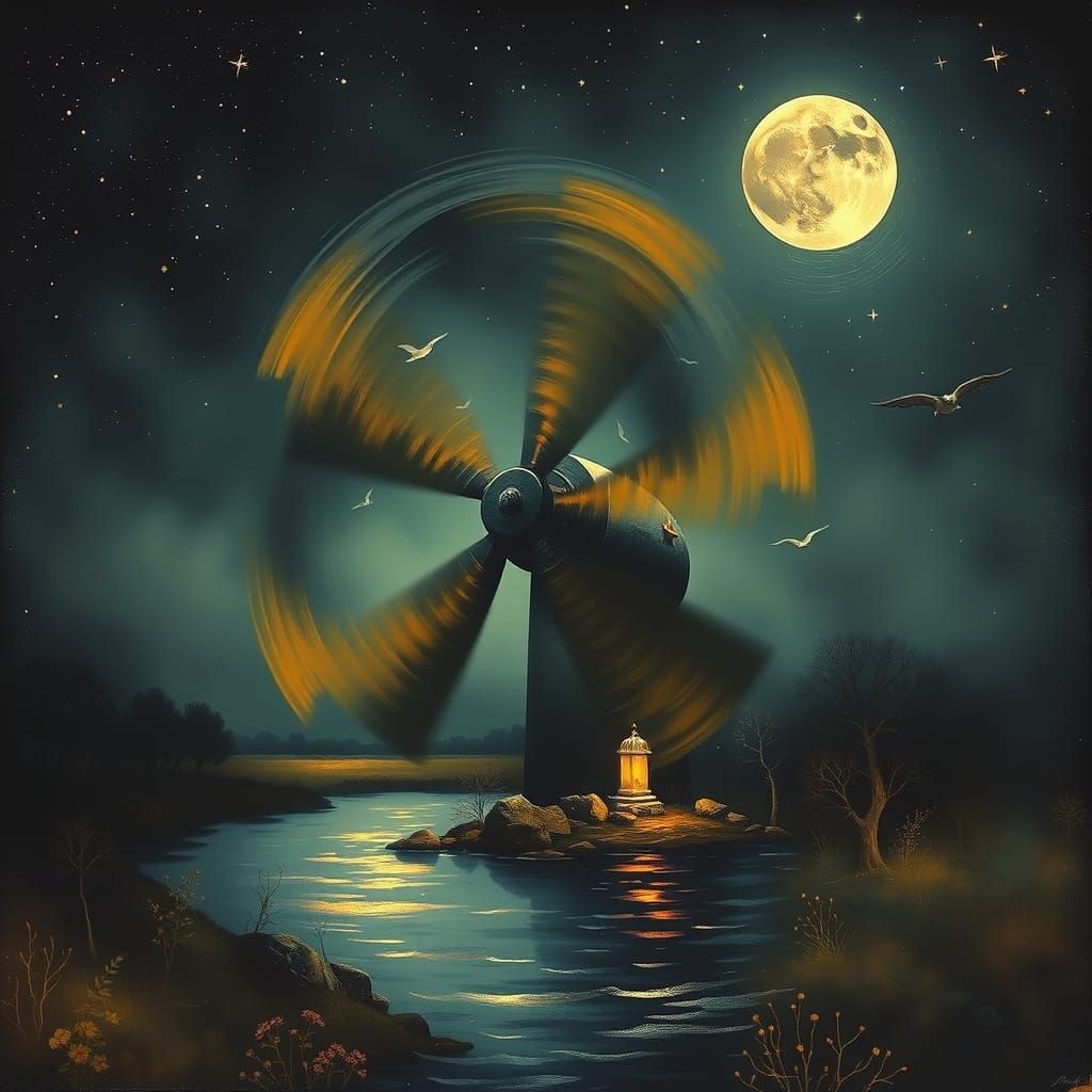 Surreal Propeller Crumbles World in Fiery Seas