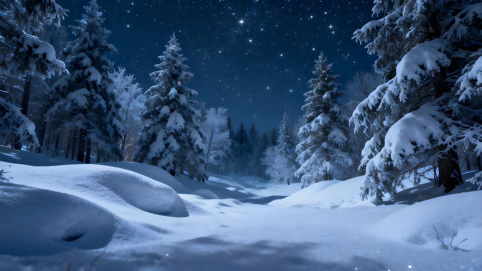 Magical Forest Under Starry Night Sky