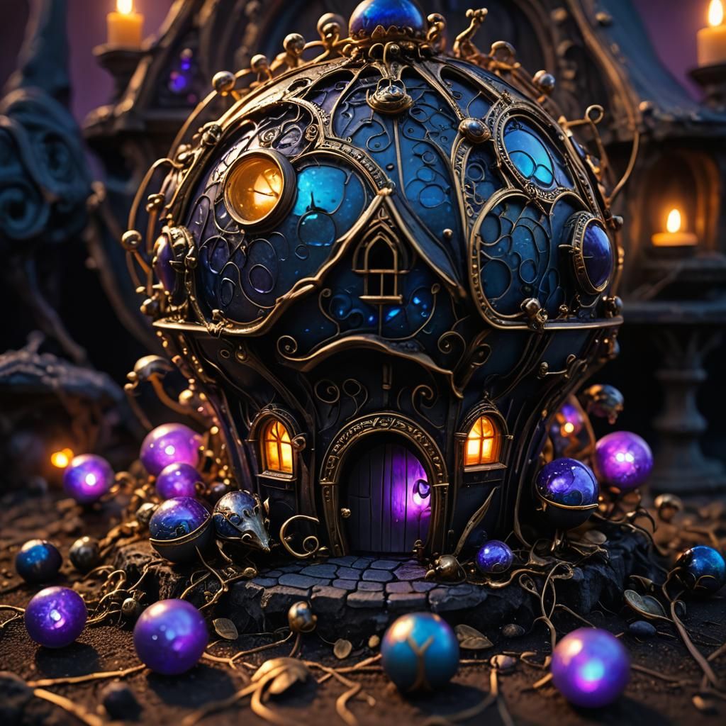 Glowing Orbs in Dark Alien Mouse House