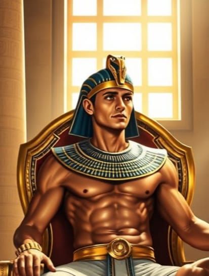Regal Egyptian King on Golden Throne