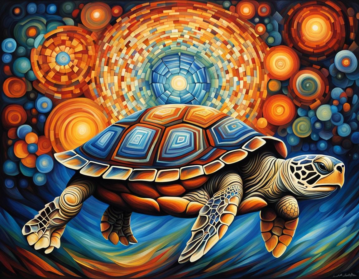 Grandmother Turtle: Atomic Weaving in Vibrant Colors