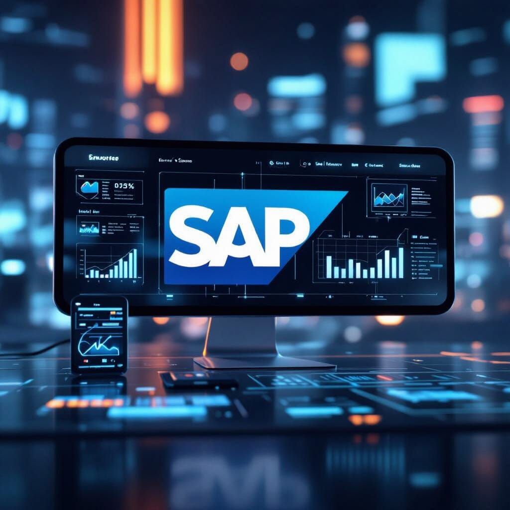 Futuristic SAP Dashboard in Syd Mead Style