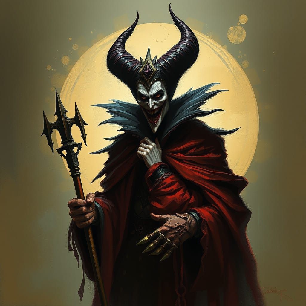 Mysterious Royal Jester in Dark Fantasy Style