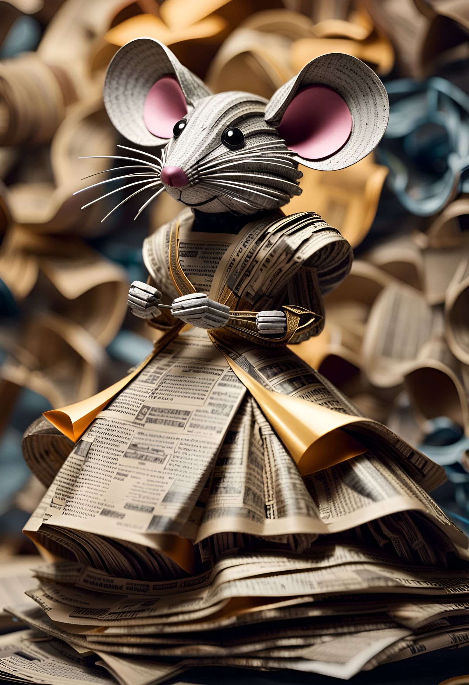 Recycled Newspaper Miss Mouse