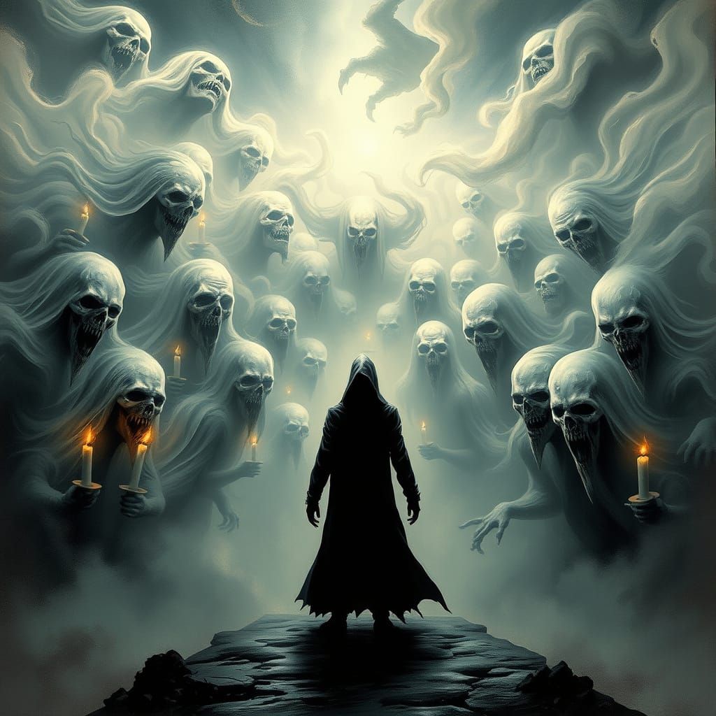 Ethereal Horde of Ghostly Apparitions in a Lovecraftian Nigh...
