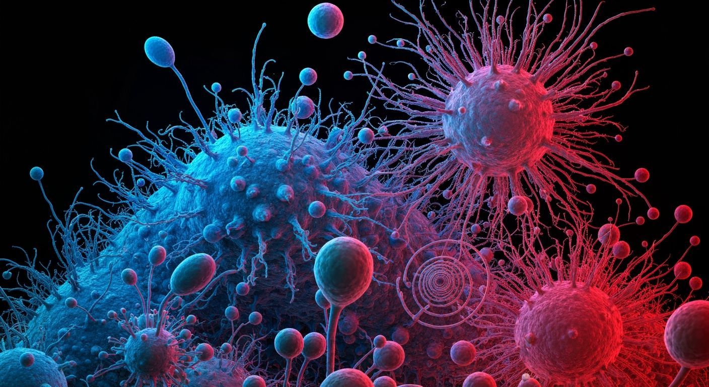 Glowing Microbes in Chaotic Futuristic Digital Art