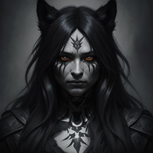 Dark Fantasy Wolf with Spider Limbs in Charcoal