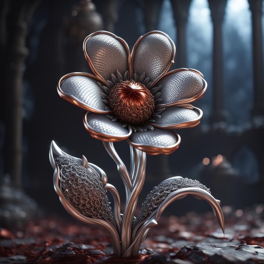 Metal Flower Chainmail Fantasy Concept Art