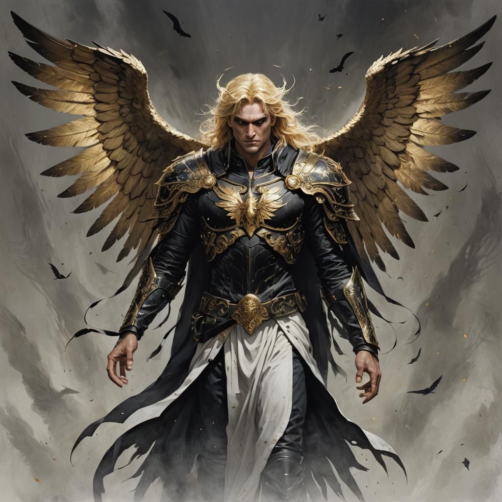 Fallen Aasimar Angel with Black Wings