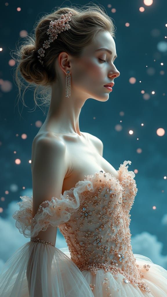 Celestial Woman in Dystopian Futurism Style