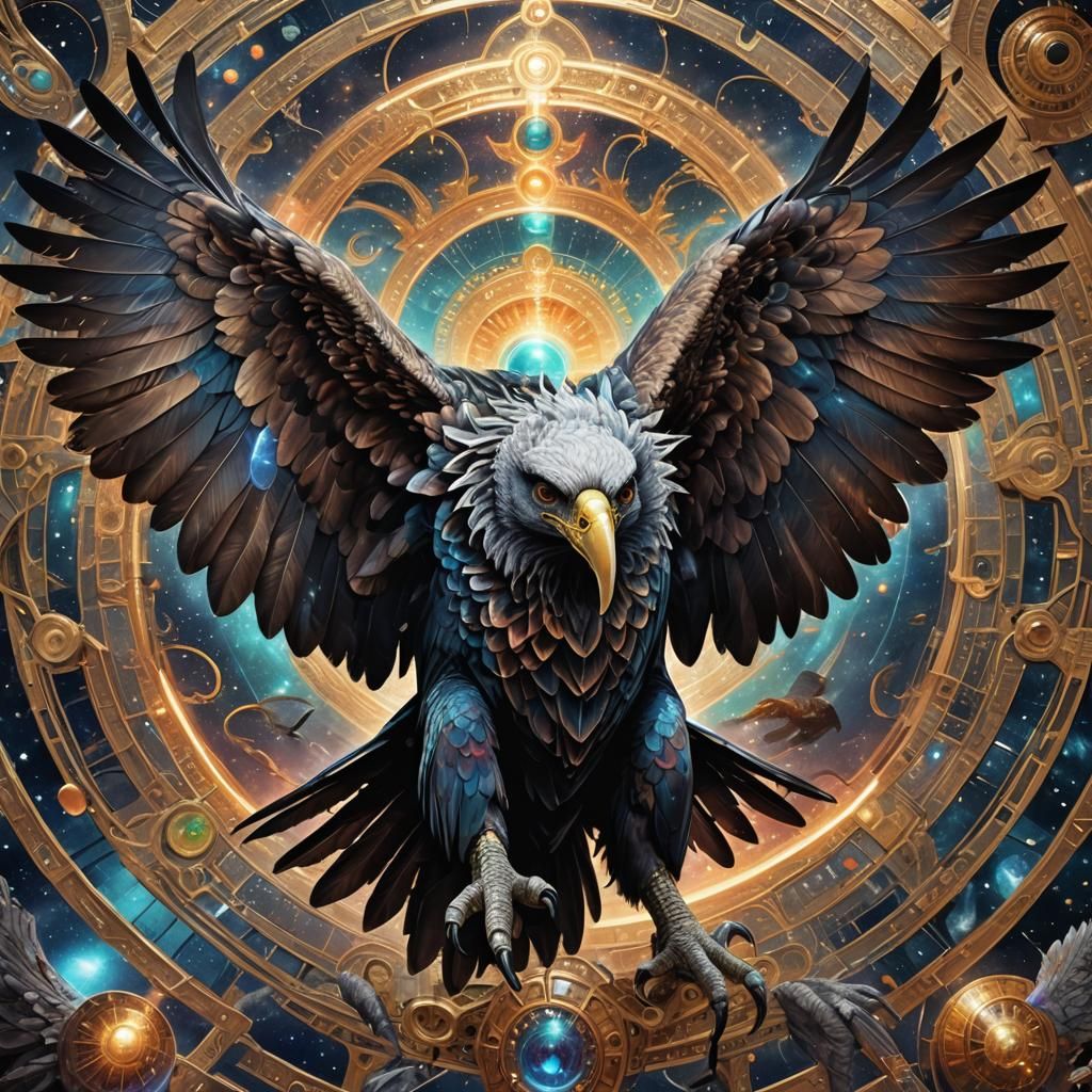 Cosmic Beast Wards Off Dreams: Holographic Illustration