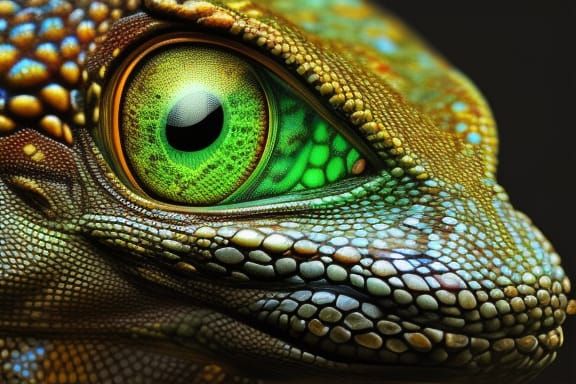Lizard Eye Close-up, Detailed Macro Photography